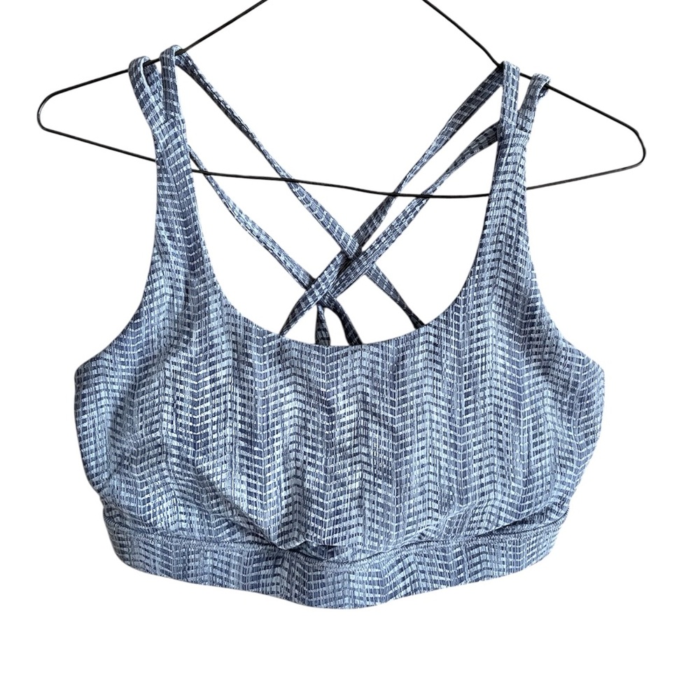 LULULEMON Energy Bra Power Luxtreme Arrow Jacquard Battleship Silver Spoon - Picture 3 of 6